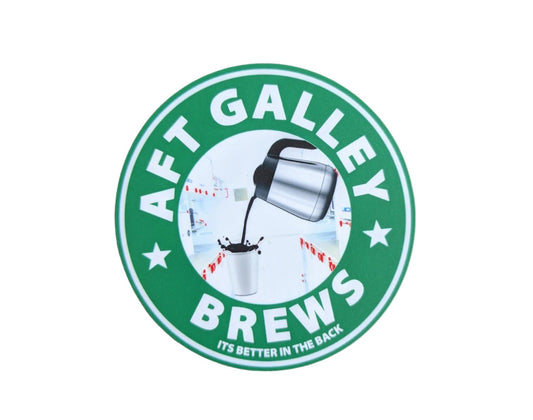 Aft Galley Brews Coffee Sticker 3"x 3"